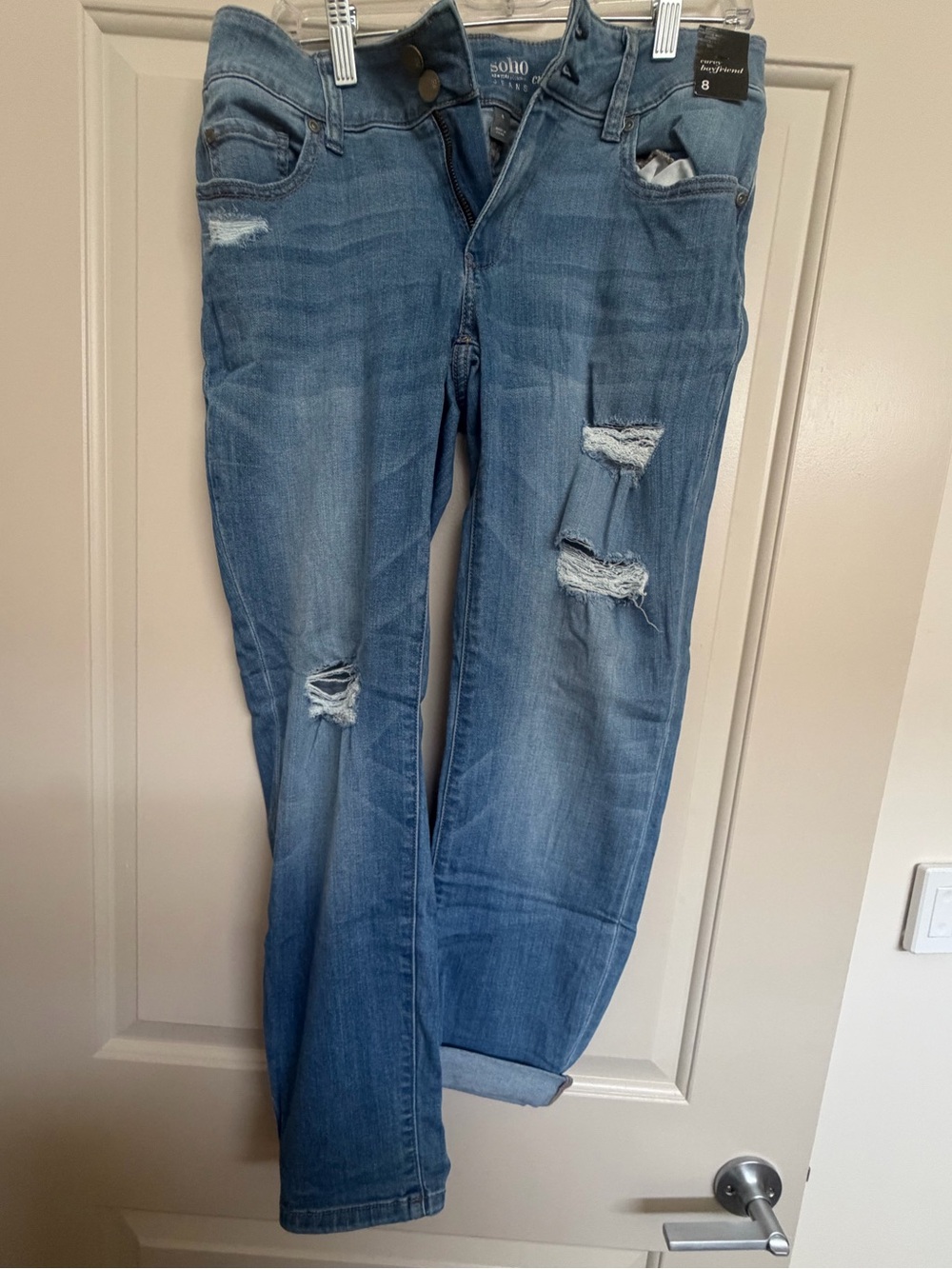 Soho Light Blue Distressed Boyfriend Jeans